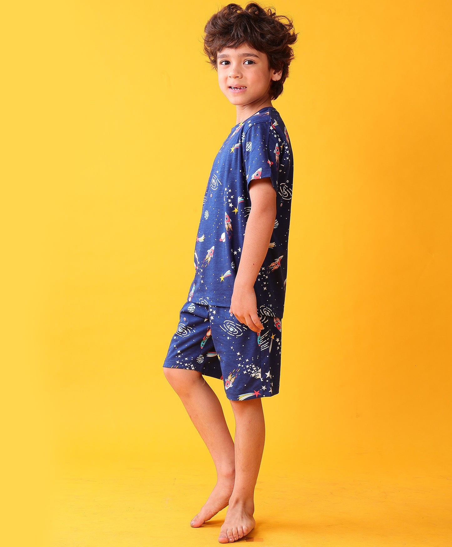 SOLAR SYSTEM DREAM SLEEPWEAR SHORTS SET - NAVY