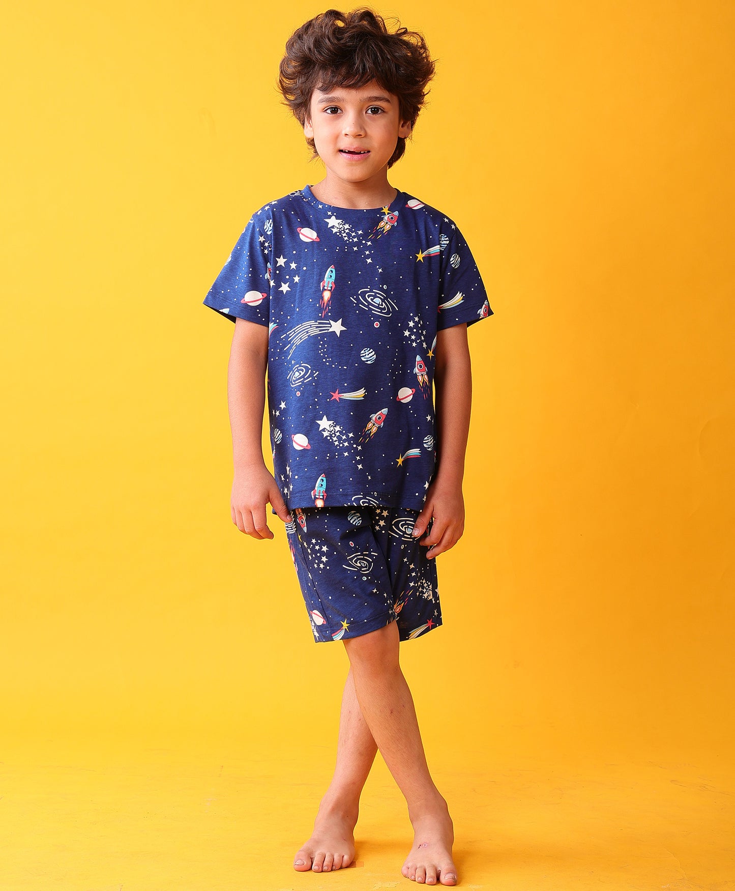 SOLAR SYSTEM DREAM SLEEPWEAR SHORTS SET - NAVY