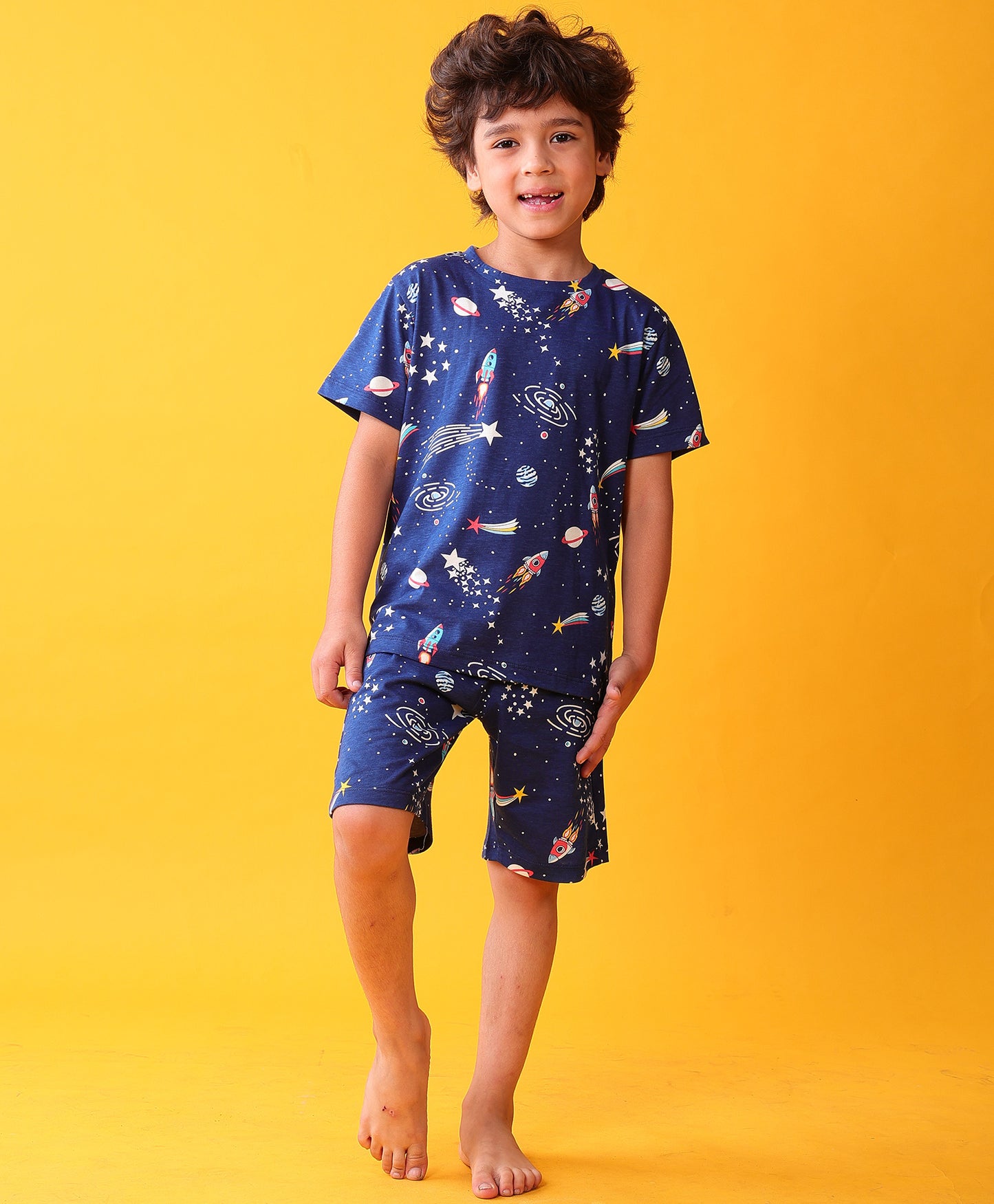 SOLAR SYSTEM DREAM SLEEPWEAR SHORTS SET - NAVY