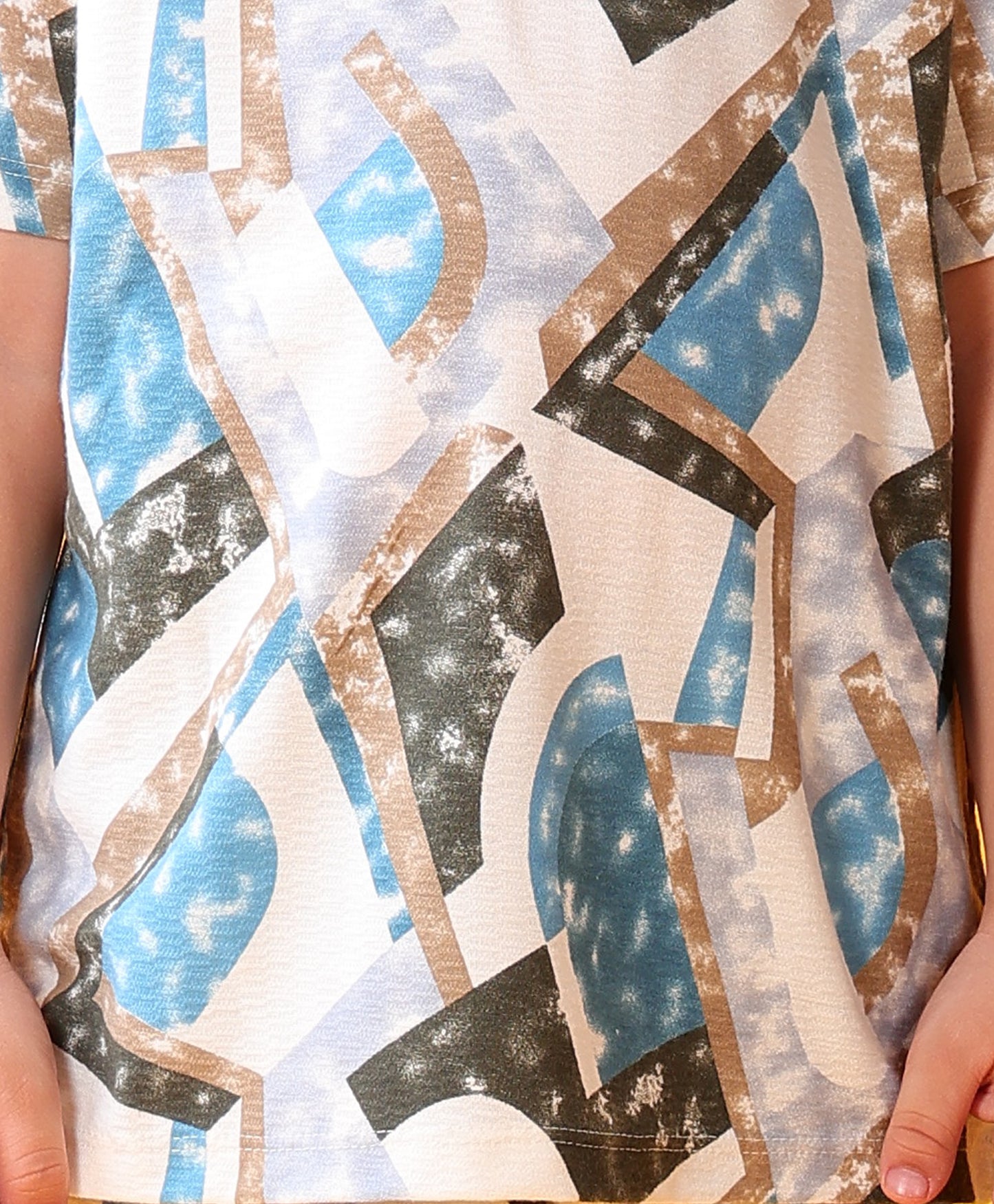ZIG ZAG BRIGHT BLUE T-SHIRT SHORT SET - BLUE