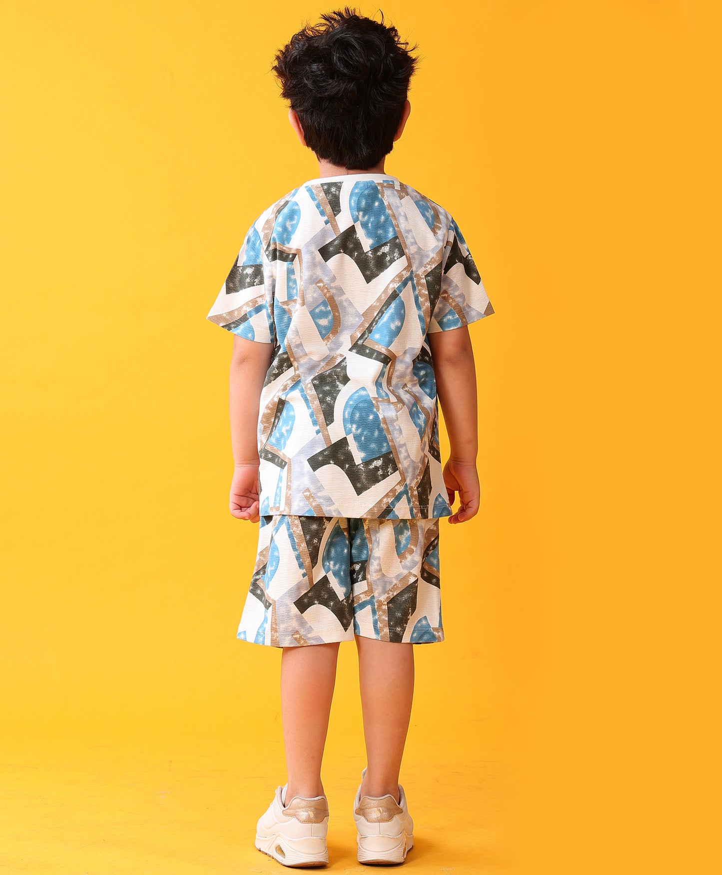ZIG ZAG BRIGHT BLUE T-SHIRT SHORT SET - BLUE