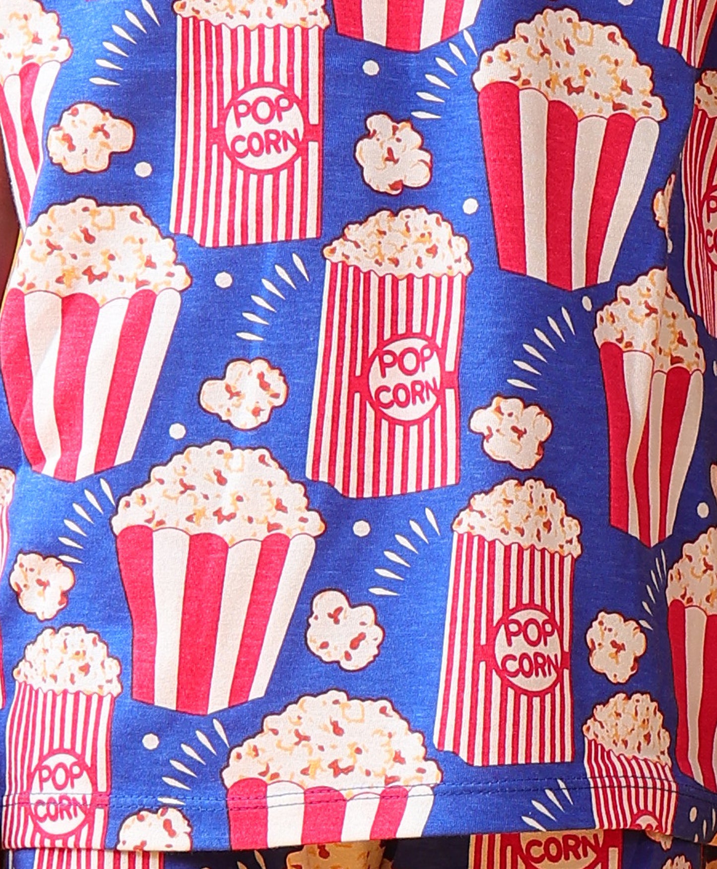 POPCORN BLUE MOVIE TIME T-SHIRT SHORT SET - BLUE