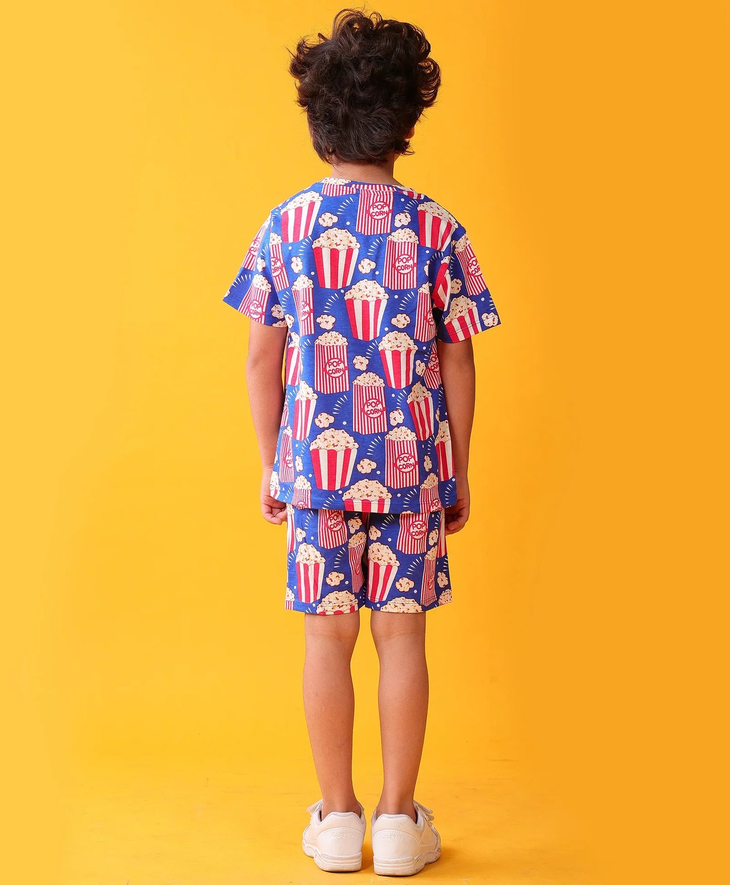 POPCORN BLUE MOVIE TIME T-SHIRT SHORT SET - BLUE