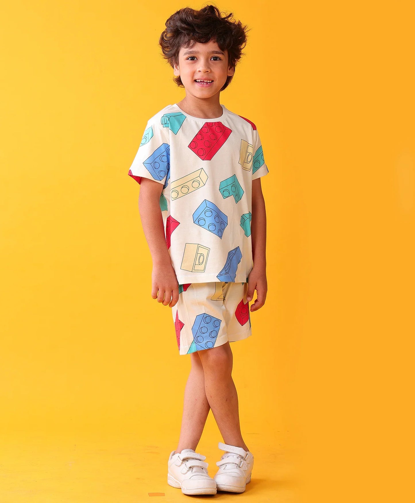 BLOCK BUILDER T-SHIRT SHORT SET - OFF WHITE