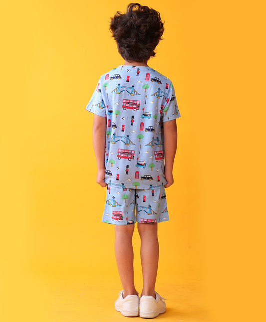 LONDON PLAYTIME T-SHIRT SHORT SET - BLUE