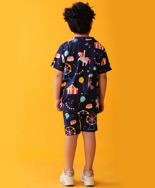 CARNIVAL CIRCUS PLAYTIME T-SHIRT SHORT SET - NAVY
