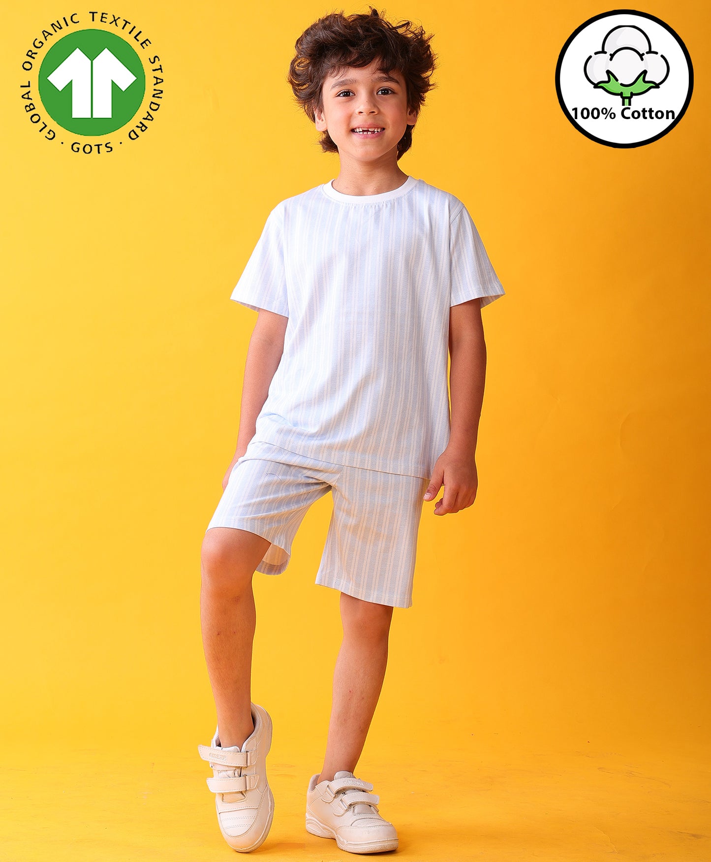 STRIPED BLUE PLAYTIME T-SHIRT SHORT SET - BLUE
