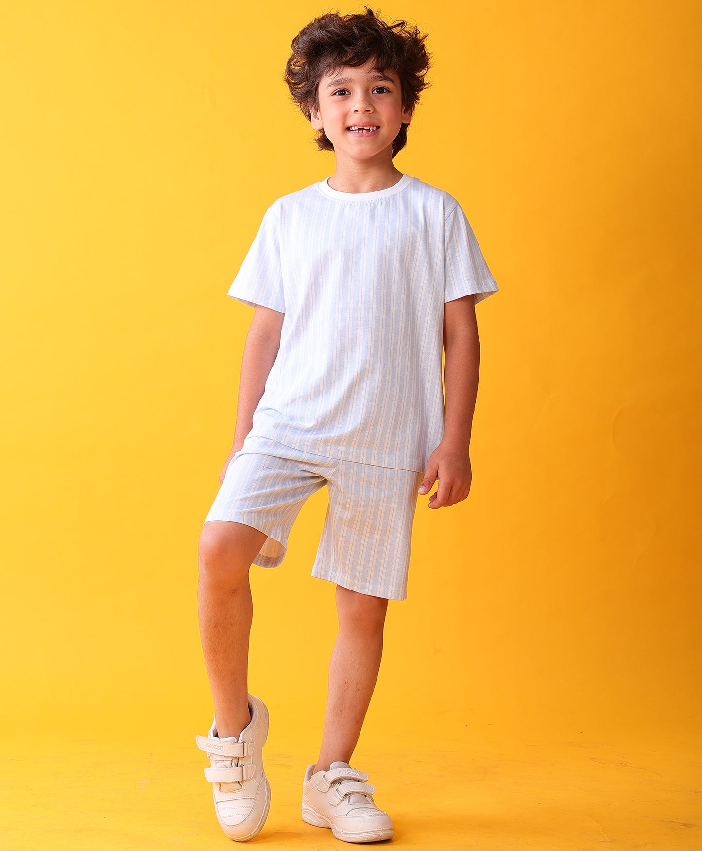 STRIPED BLUE PLAYTIME T-SHIRT SHORT SET - BLUE