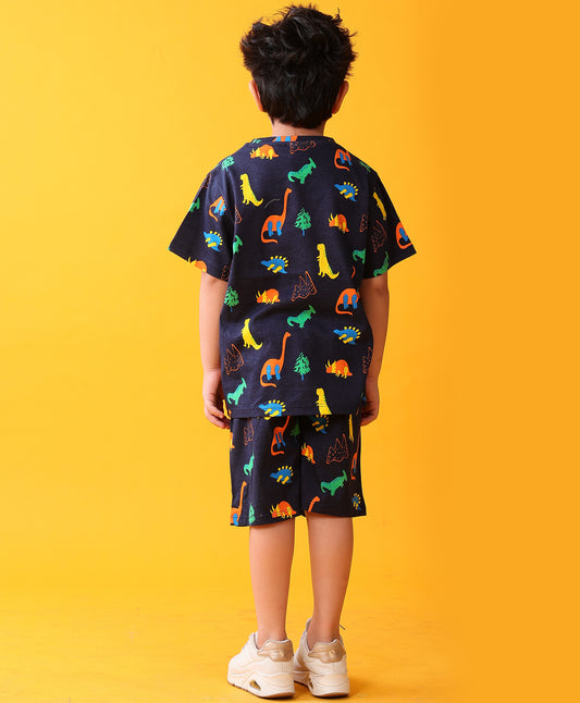 DINOSAUR FUN NAVY PLAYTIME T-SHIRT SHORT SET - NAVY