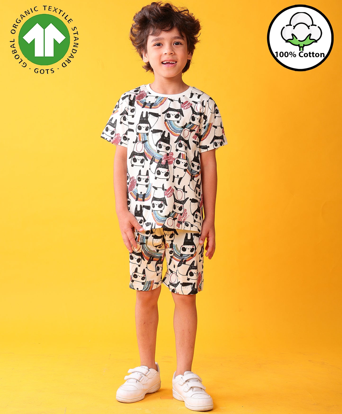 PANDA PLAYTIME T-SHIRT SHORT SET - WHITE