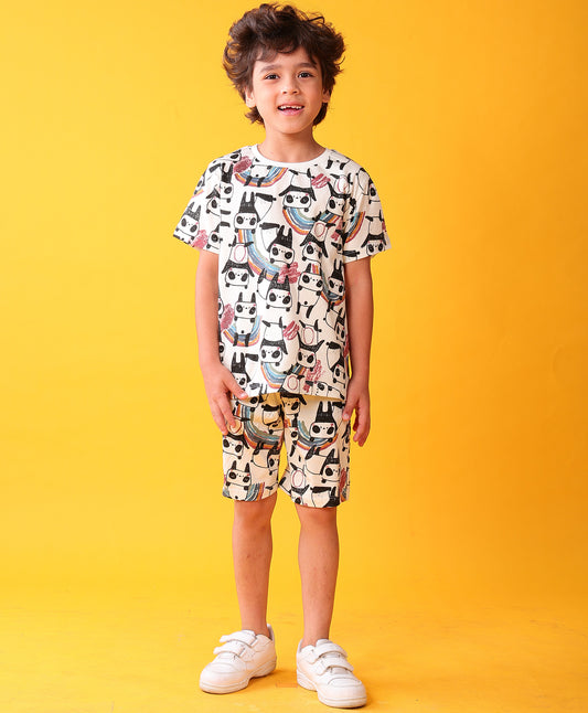 PANDA PLAYTIME T-SHIRT SHORT SET - WHITE