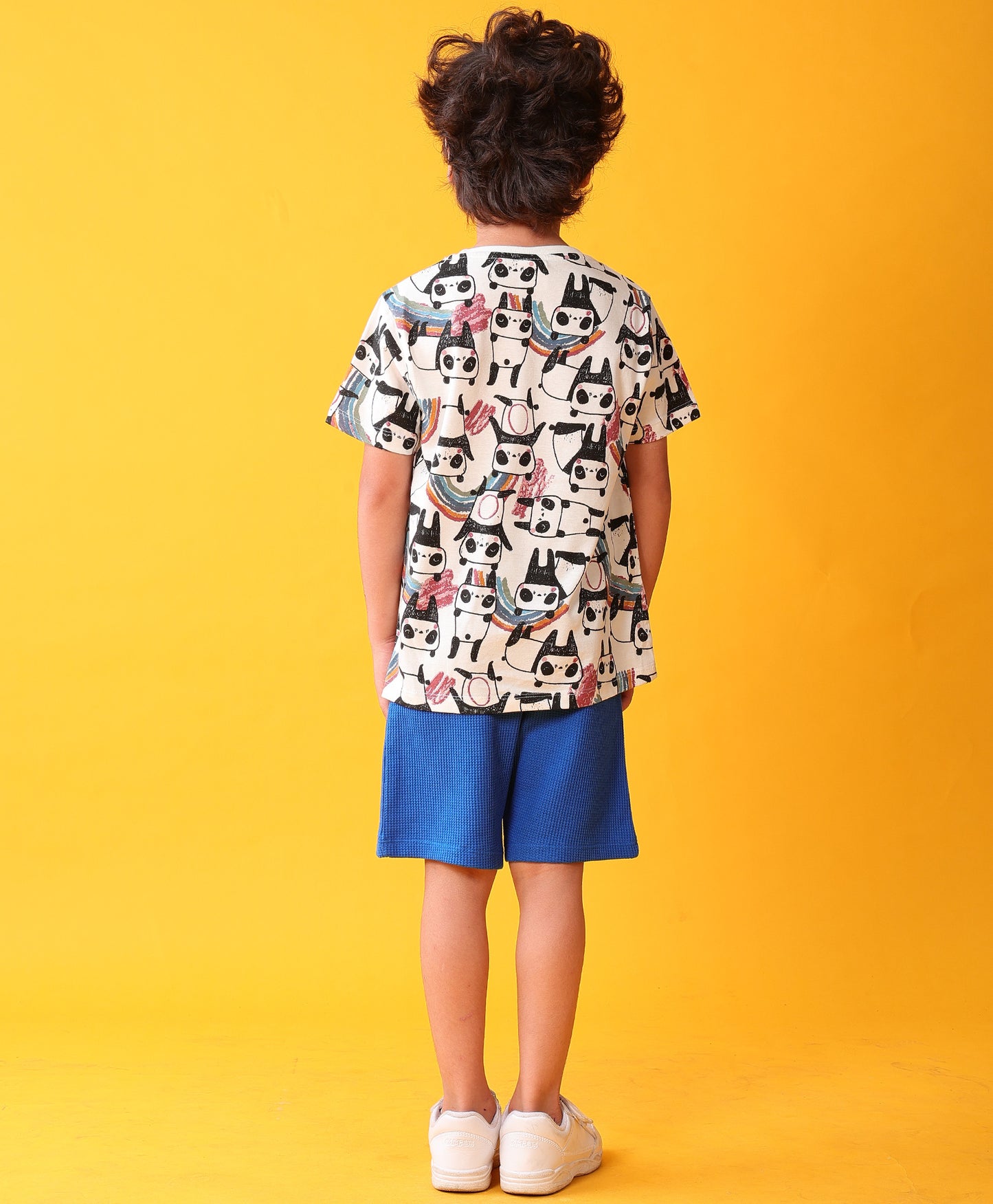 PANDA ROYAL SUMMER T-SHIRT SHORTS SET - WHITE/ROYAL