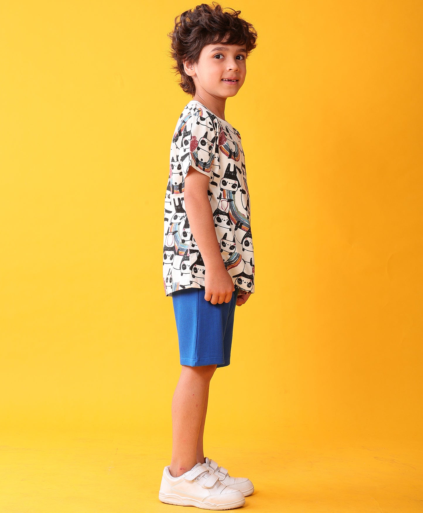 PANDA ROYAL SUMMER T-SHIRT SHORTS SET - WHITE/ROYAL