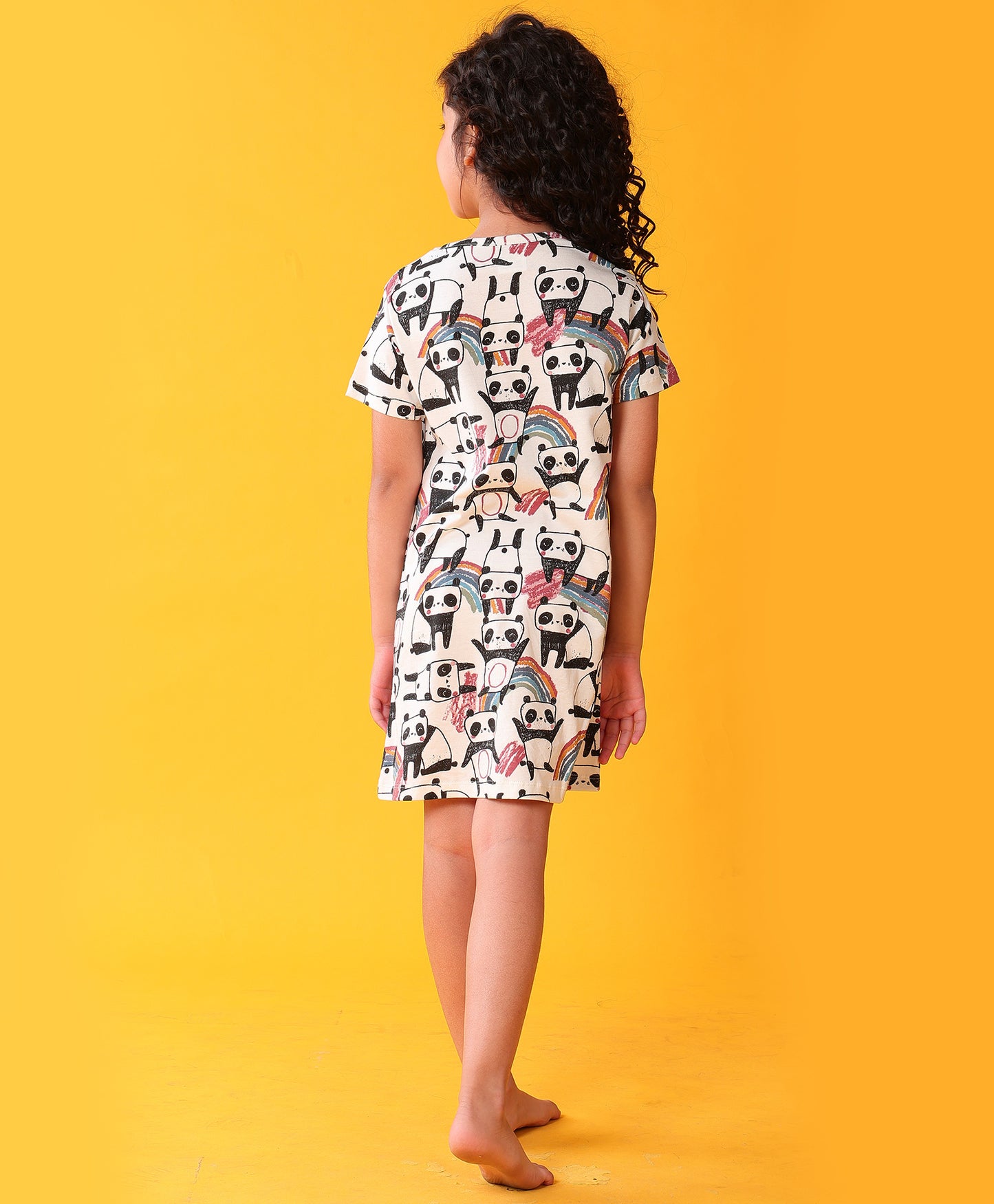 PANDA GIRLS NIGHT DRESS - WHITE