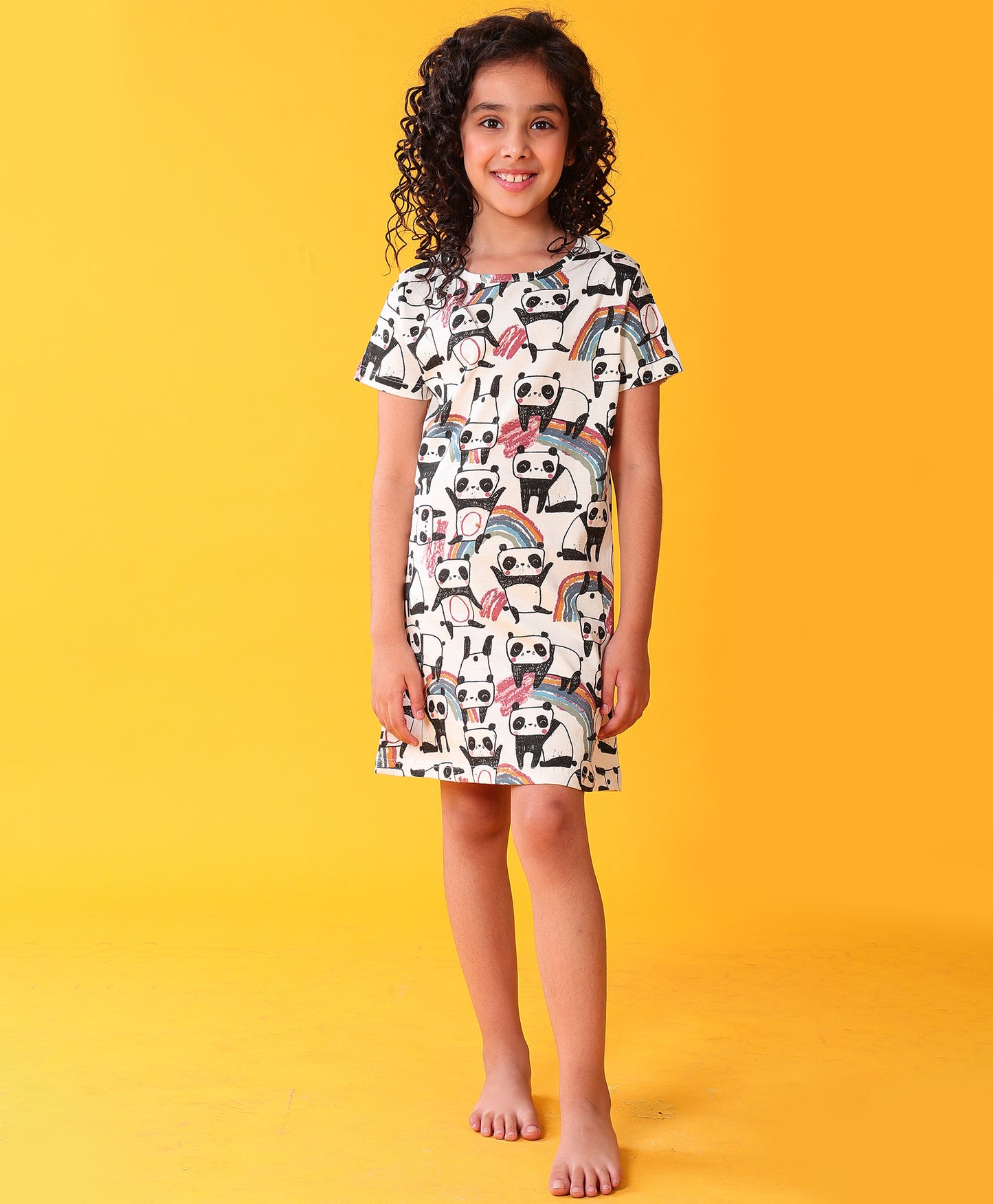 PANDA GIRLS NIGHT DRESS - WHITE