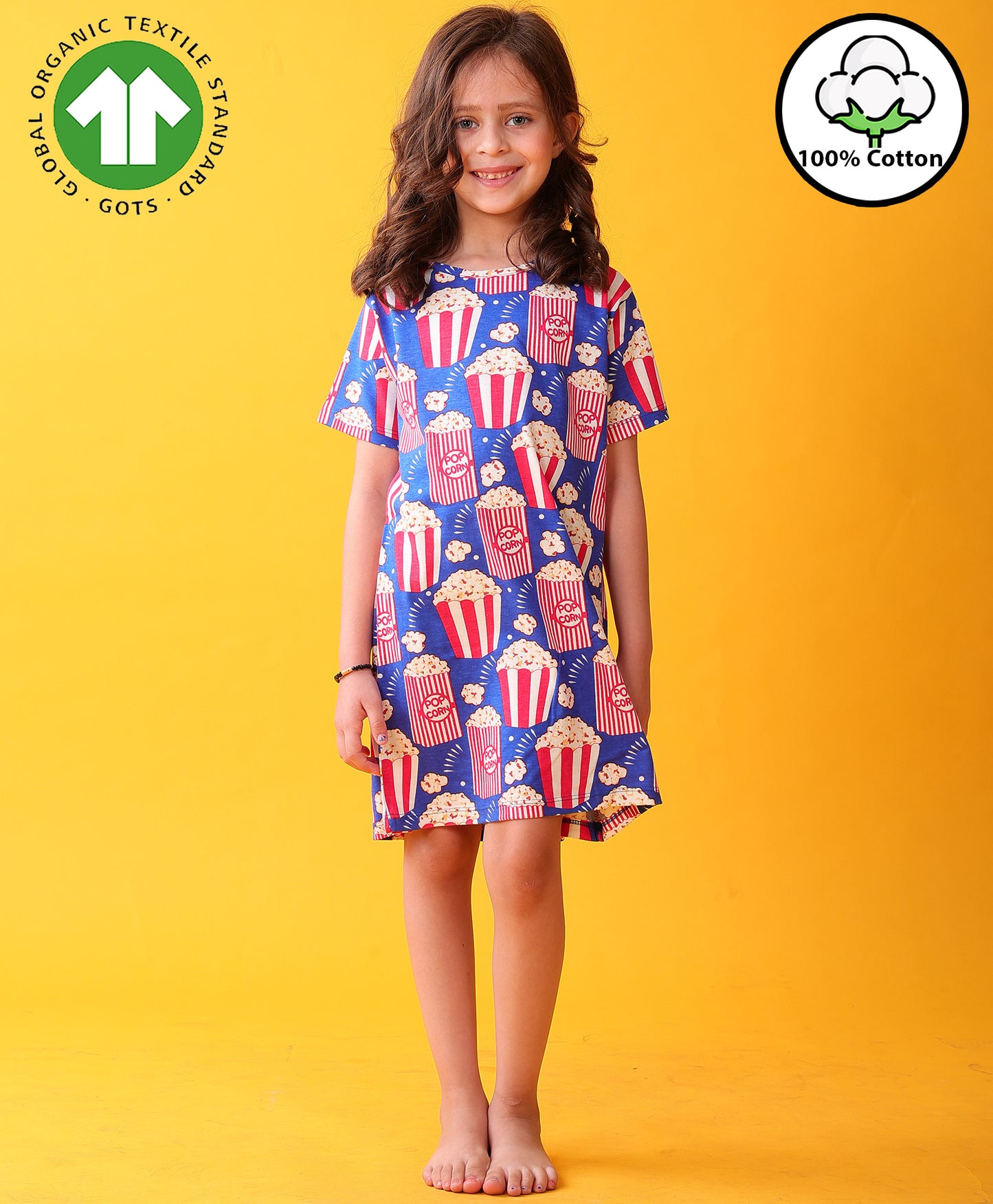 POPCORN NIGHT DRESS - BLUE