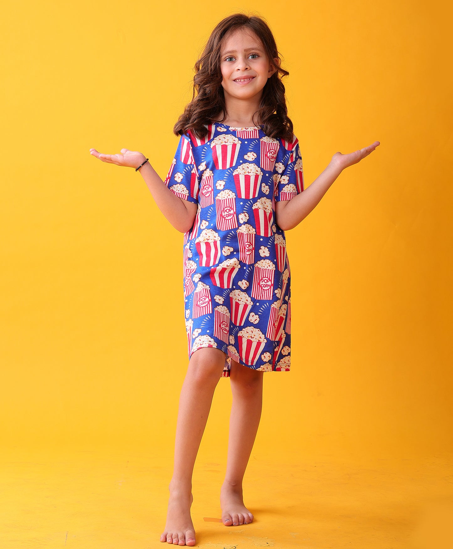 POPCORN NIGHT DRESS - BLUE