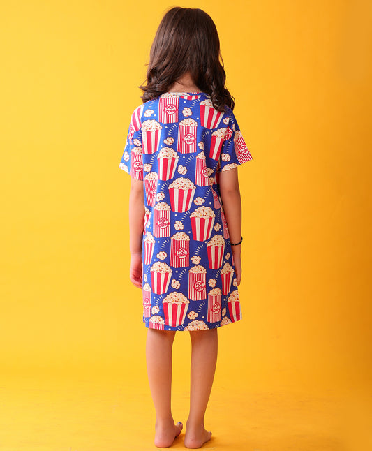 POPCORN NIGHT DRESS - BLUE