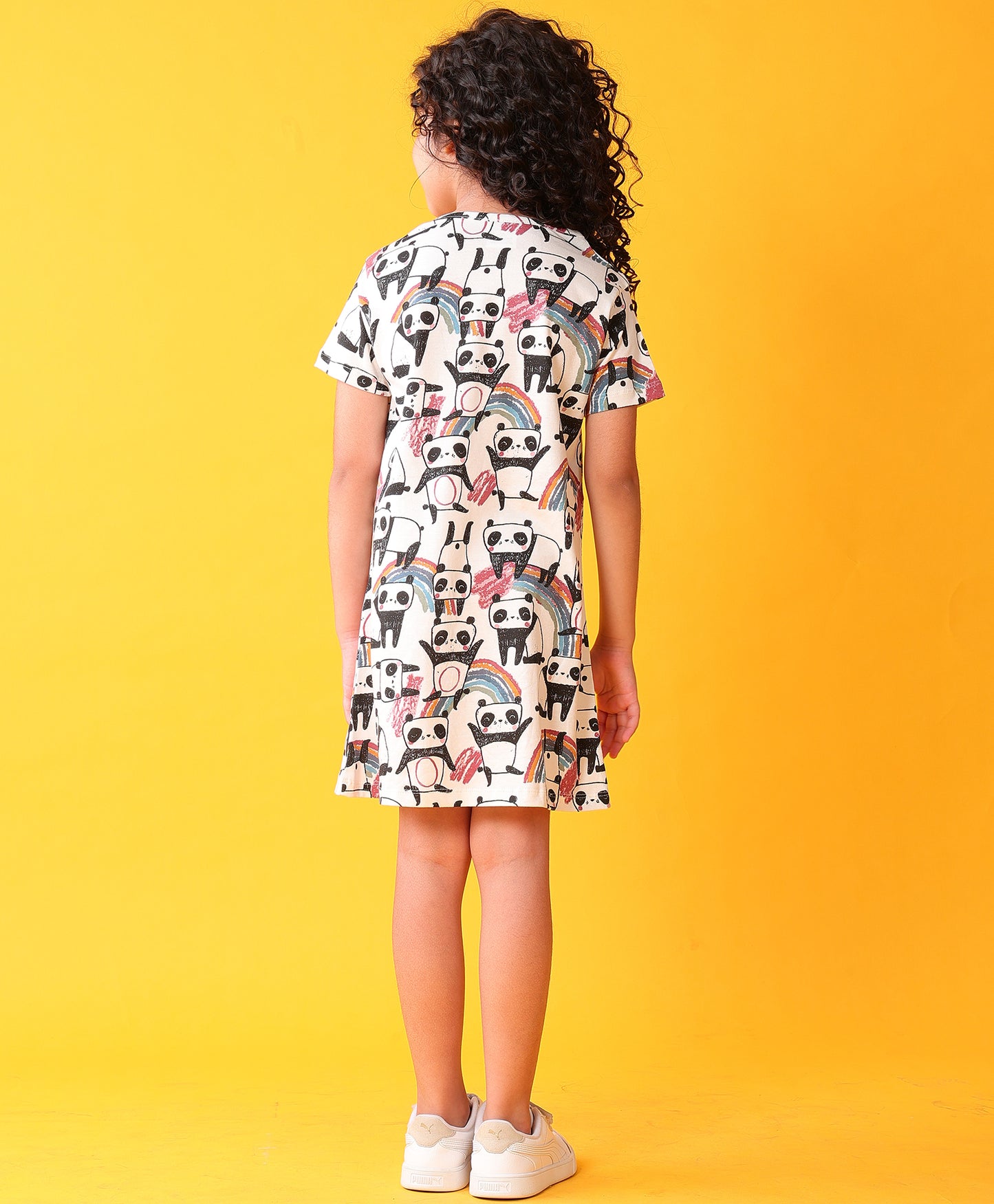 PANDA GIRLS CASUAL DRESS - WHITE