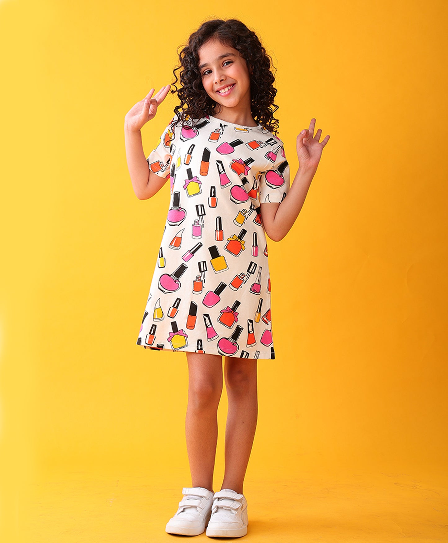 NAIL PAINT GIRLS CASUAL DRESS - WHITE