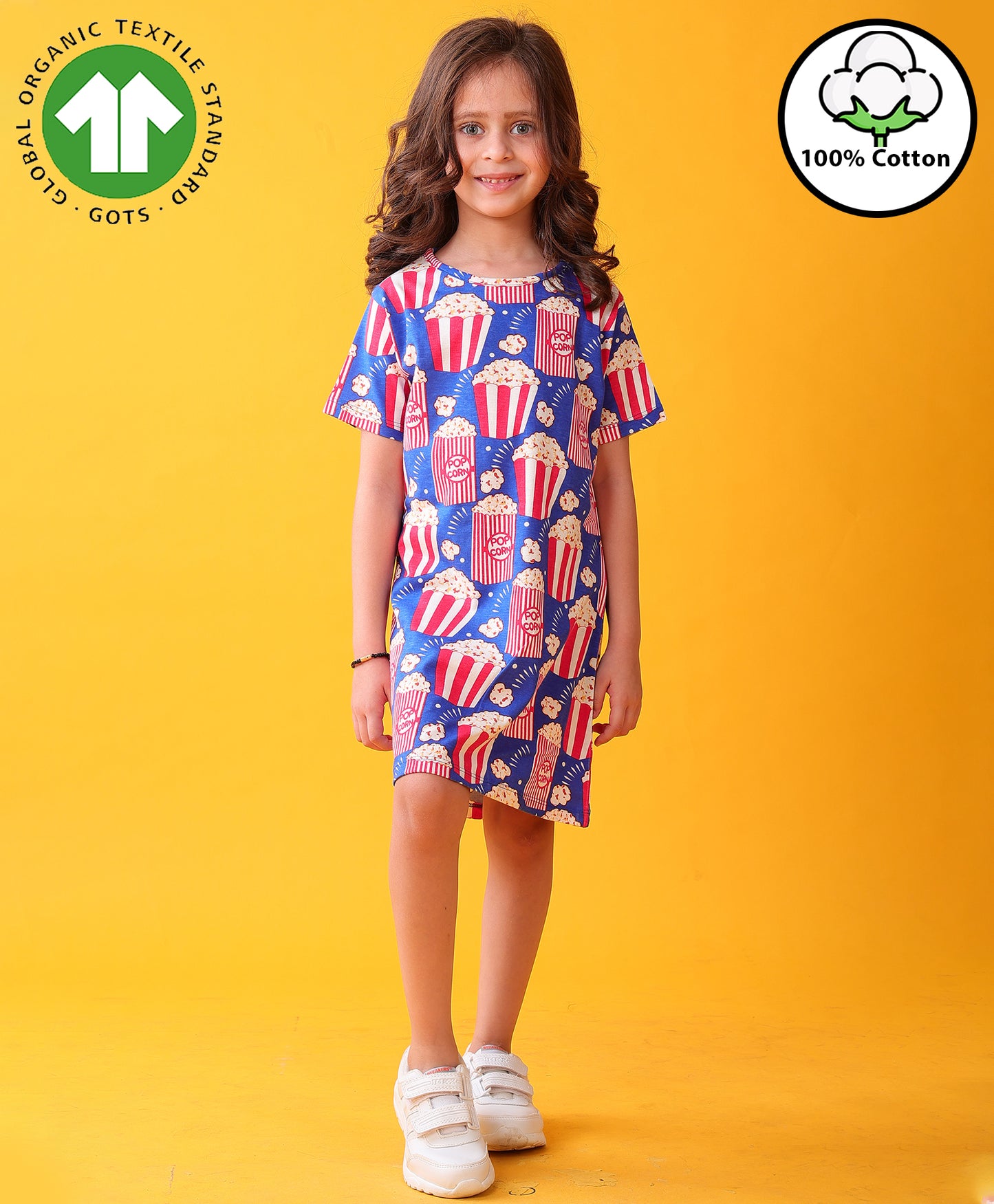 POPCORN MOVIE TIME CASUAL DRESS - BLUE