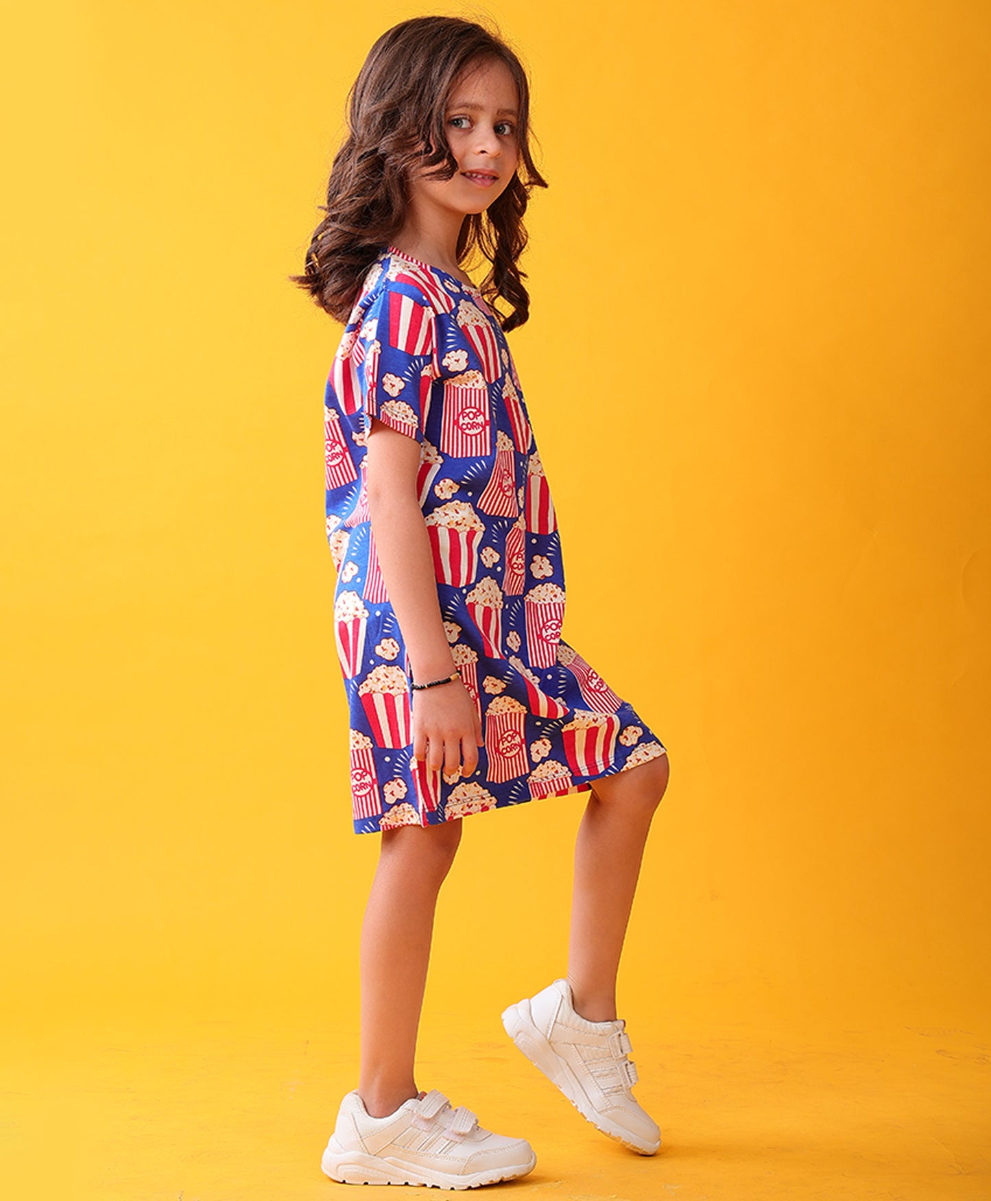 POPCORN MOVIE TIME CASUAL DRESS - BLUE