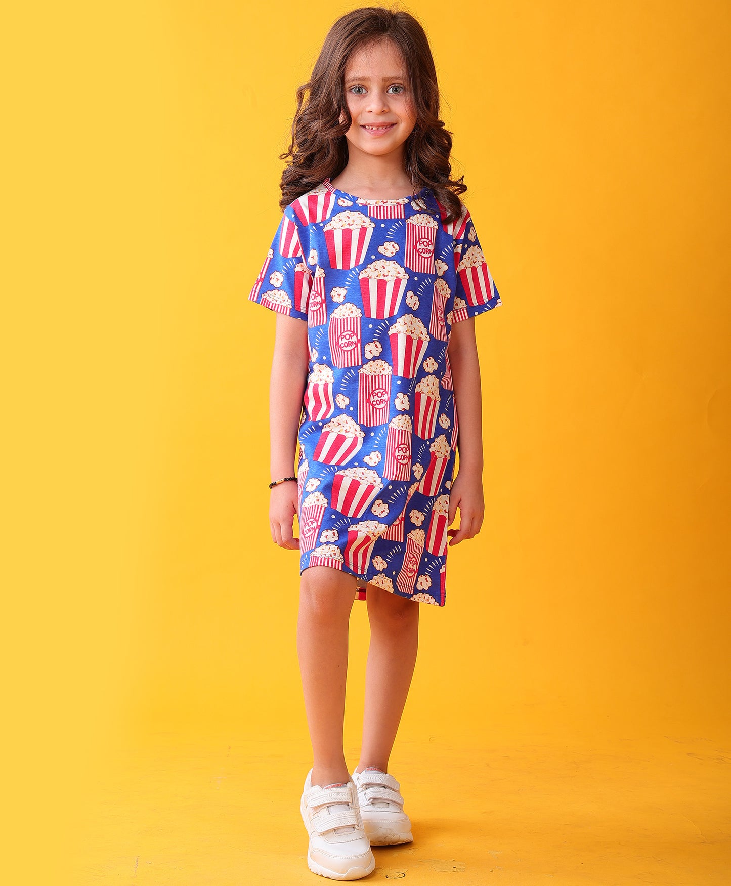 POPCORN MOVIE TIME CASUAL DRESS - BLUE