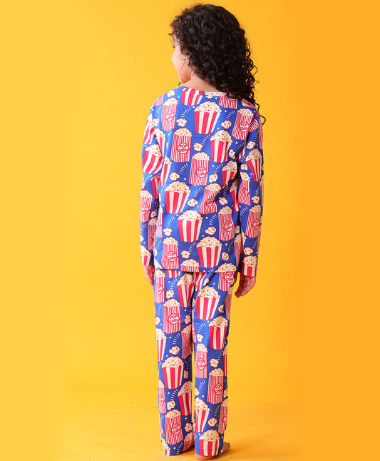 POPCORN GIRLS LONG SLEEVES PYJAMA SET - BLUE