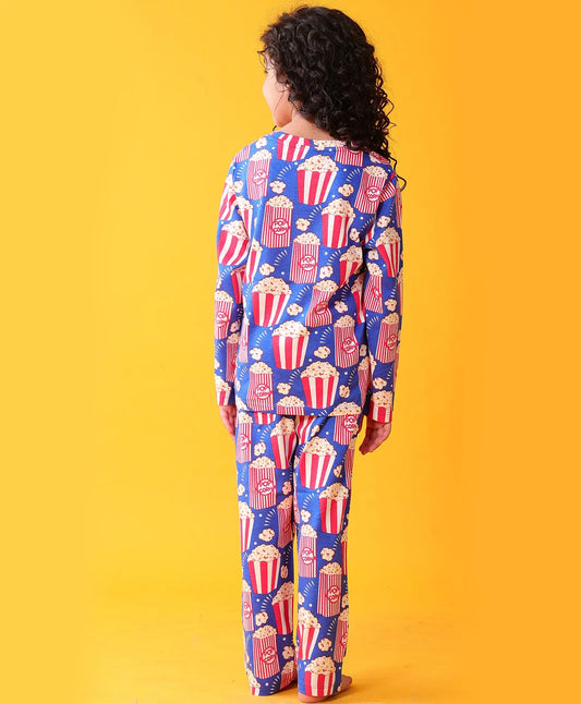POPCORN GIRLS LONG SLEEVES PYJAMA SET - BLUE