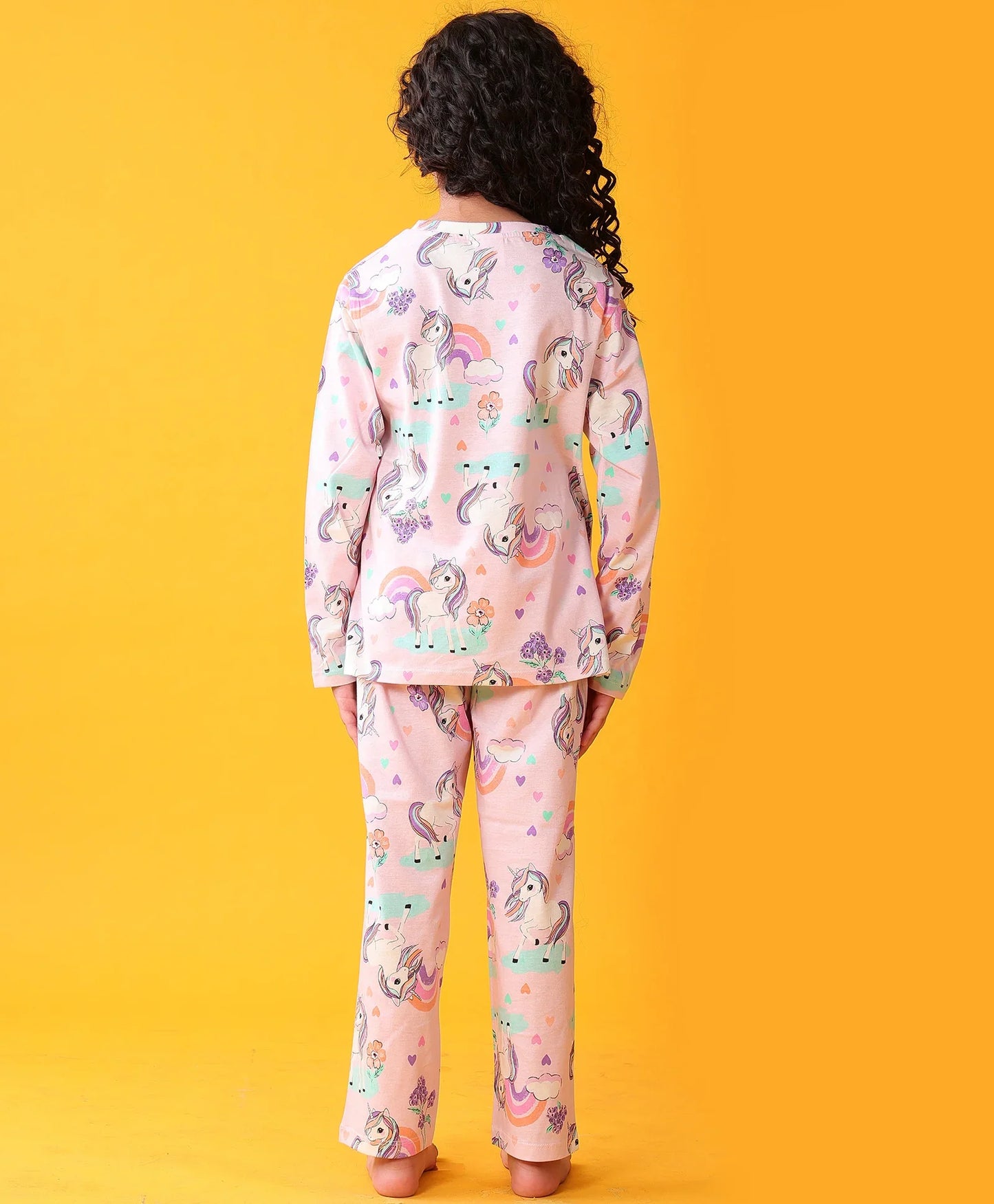 UNICORN HEART LONG SLEEVES PYJAMA SET - PINK