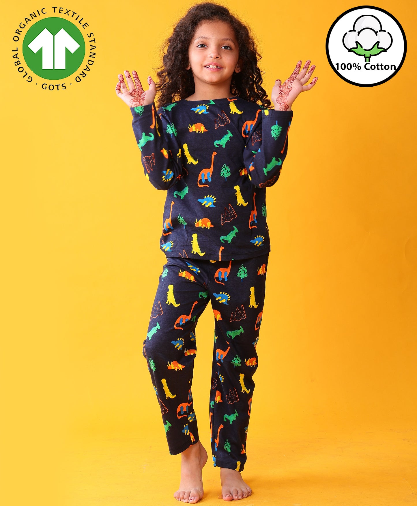 DINOSAUR FUN NAVY GIRLS LONG SLEEVES PYJAMA SET - NAVY