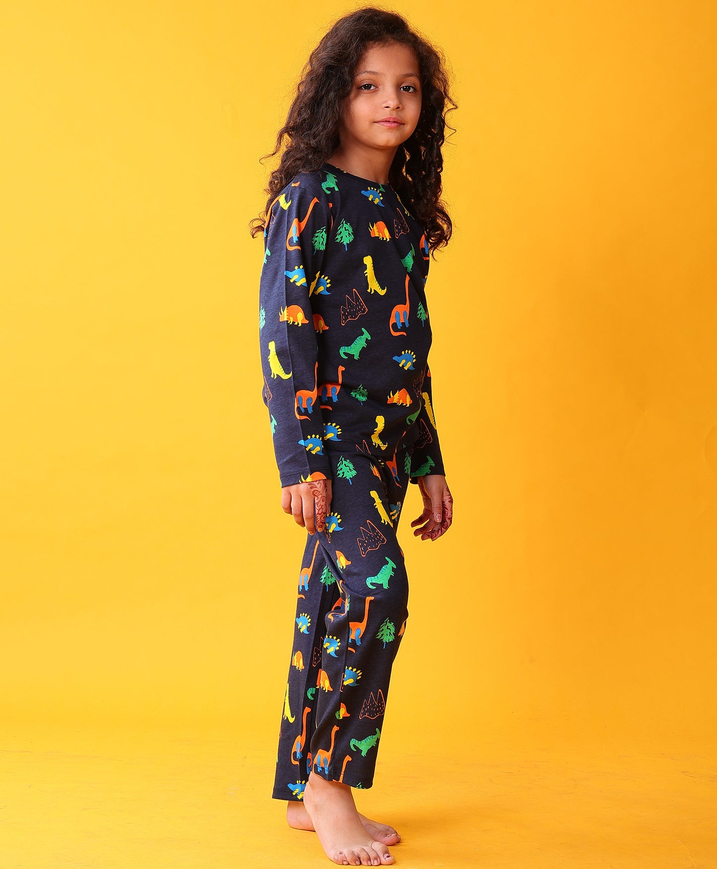 DINOSAUR FUN NAVY GIRLS LONG SLEEVES PYJAMA SET - NAVY
