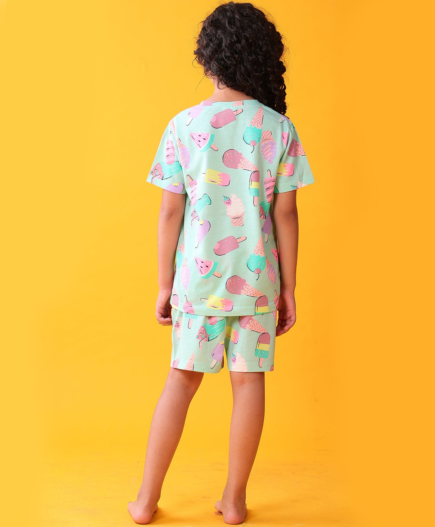 ICECREAM CREAM GIRLS SLEEPWEAR SHORTS SET - AQUA