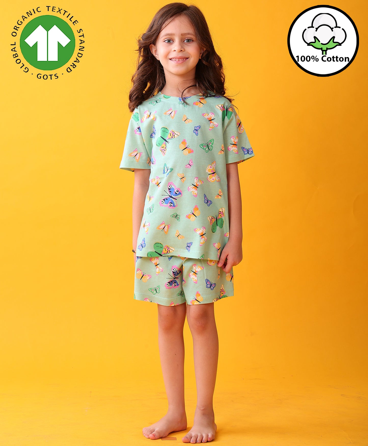 BUTTERFLY SLEEPWEAR SHORTS SET - GREEN