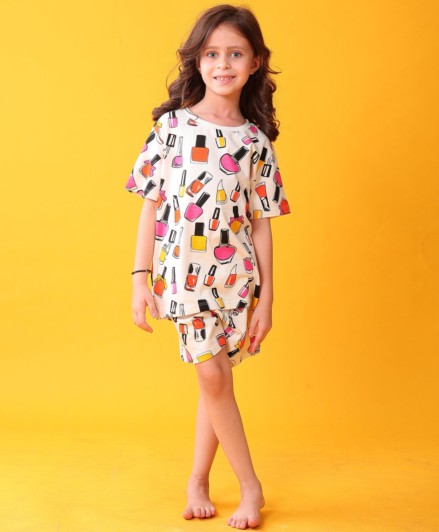 NAIL PAINT DREAMS SLEEPWEAR SHORTS SET - WHITE