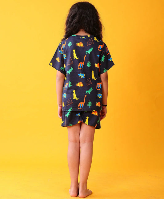 DINOSAUR FUN NAVY SLEEPWEAR SHORTS SET - NAVY