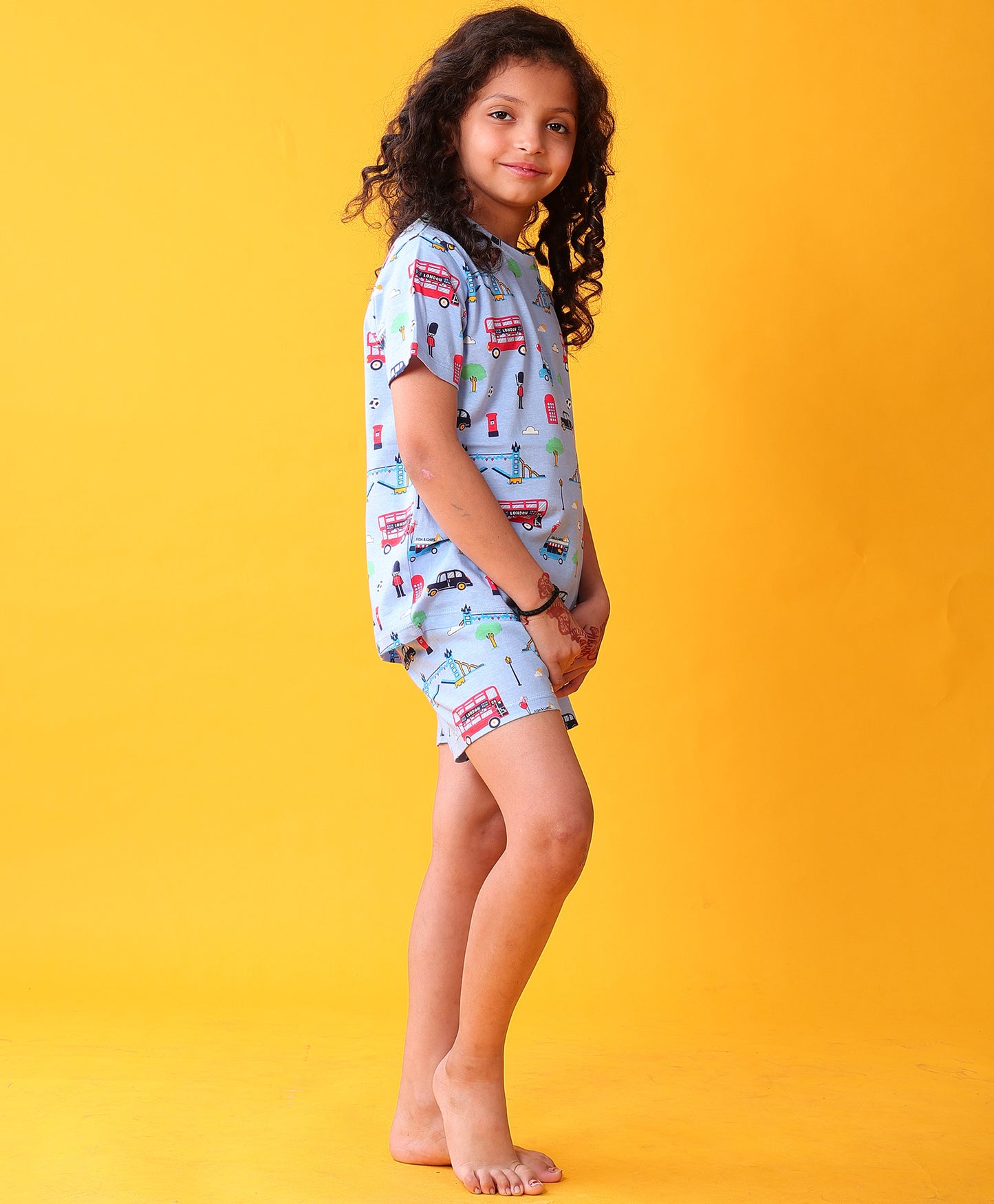 LONDON DREAMS GIRLS SLEEPWEAR SHORTS SET - SKY