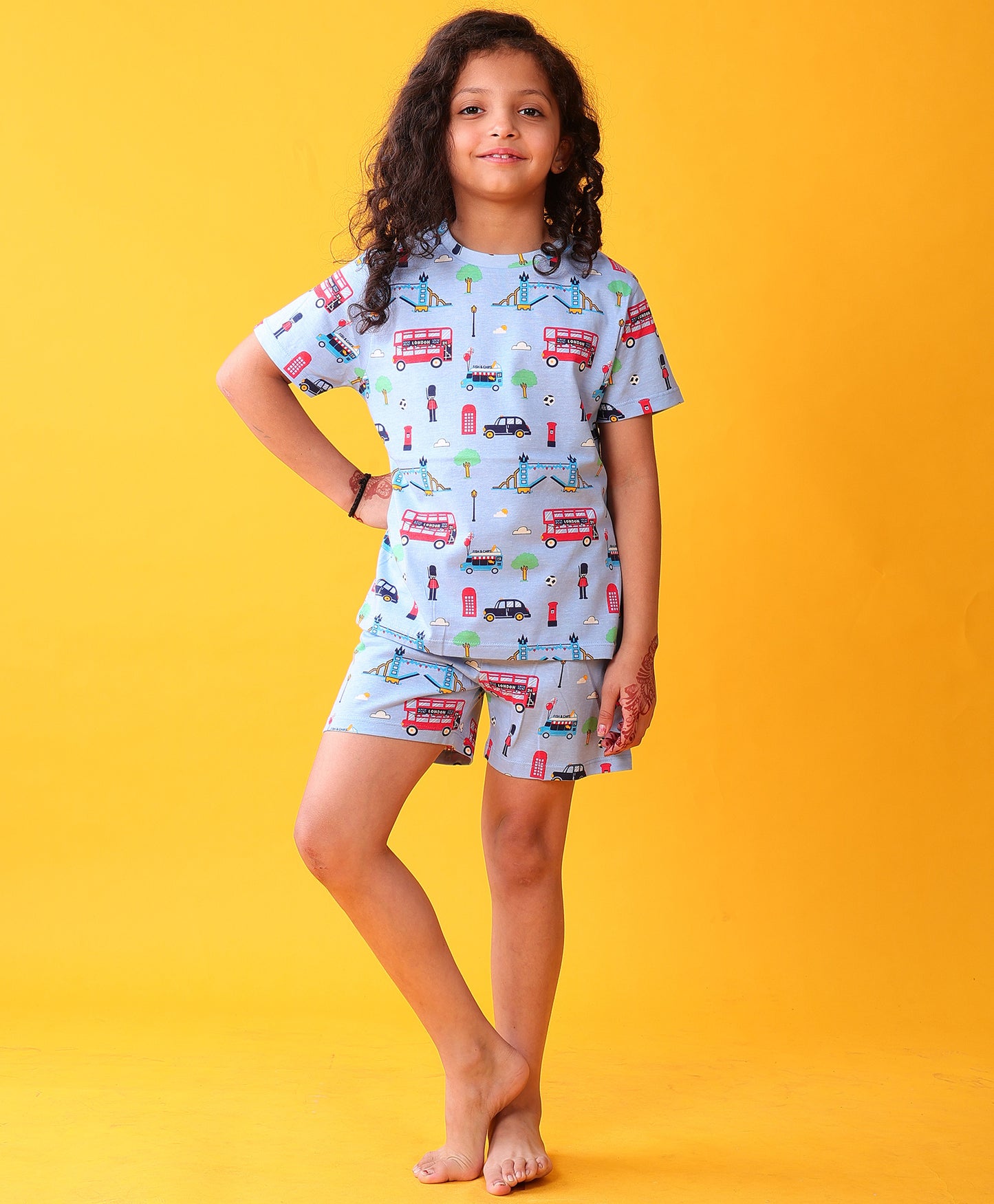 LONDON DREAMS GIRLS SLEEPWEAR SHORTS SET - SKY