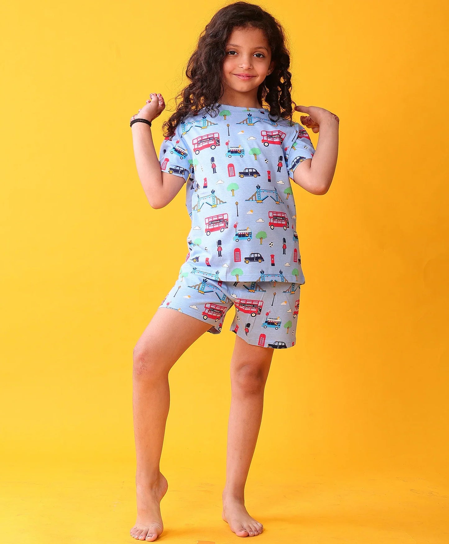 LONDON DREAMS GIRLS SLEEPWEAR SHORTS SET - SKY