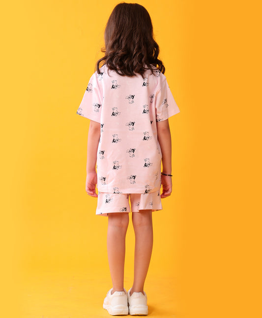 CAT PLAYTIME GIRLS T-SHIRT SHORT SET - PINK