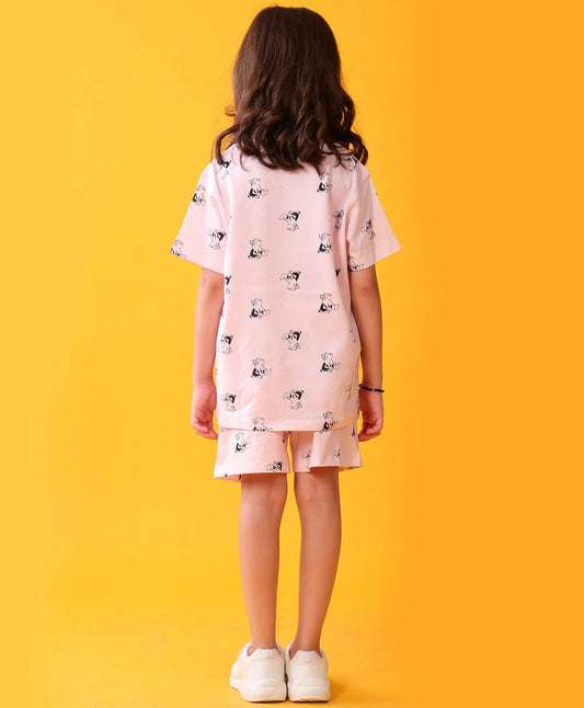 CAT PLAYTIME GIRLS T-SHIRT SHORT SET - PINK