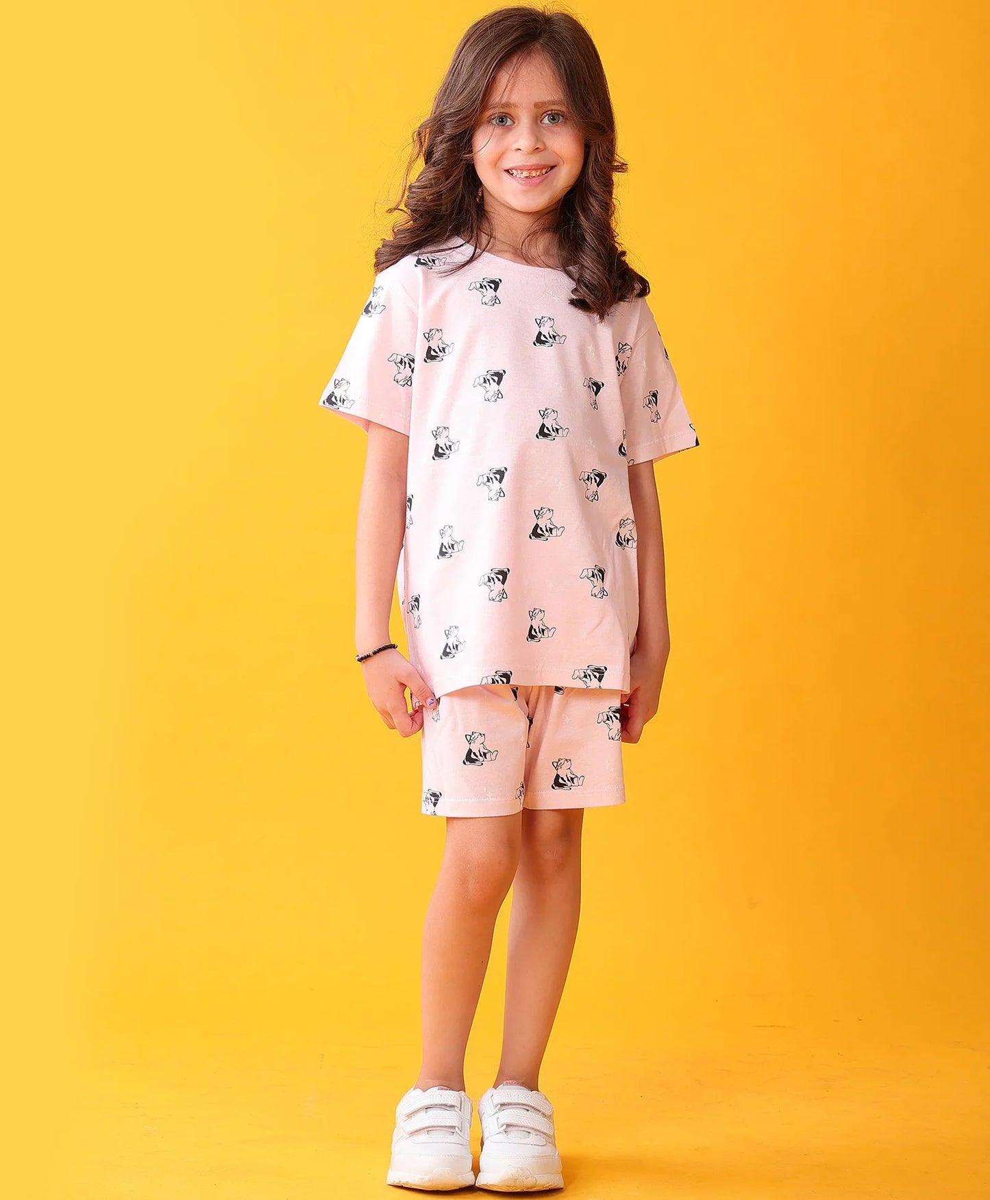 CAT PLAYTIME GIRLS T-SHIRT SHORT SET - PINK