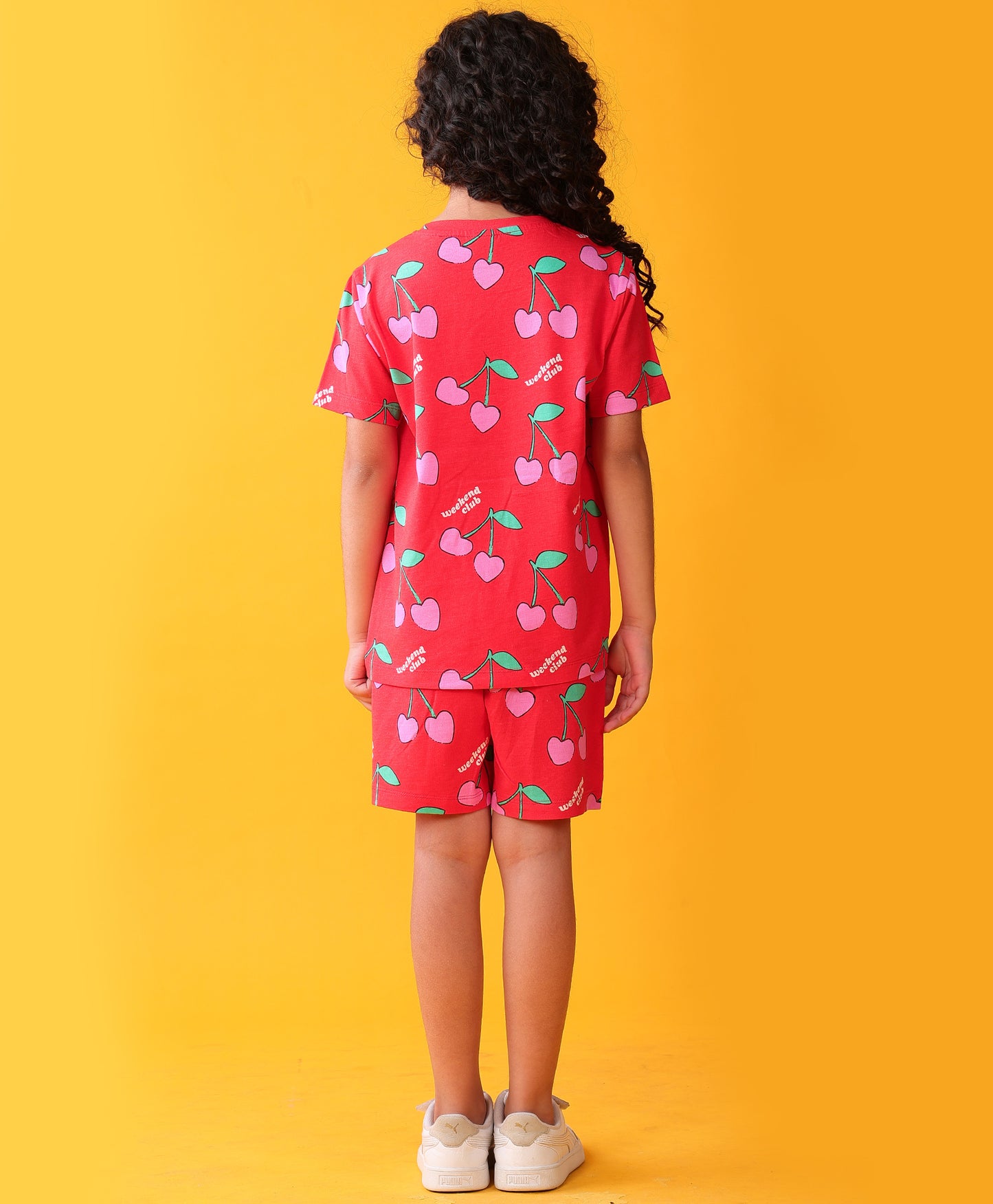 CHERRY PLAYTIME GIRLS T-SHIRT SHORT SET - RED