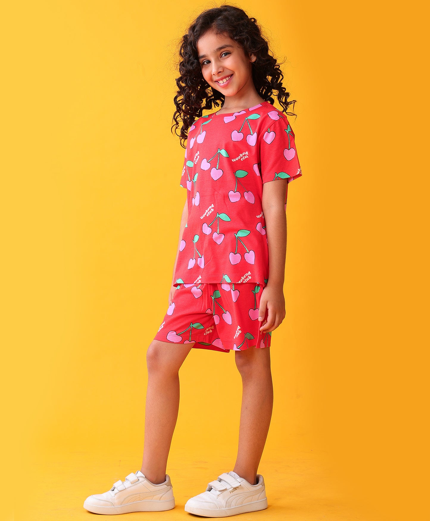 CHERRY PLAYTIME GIRLS T-SHIRT SHORT SET - RED