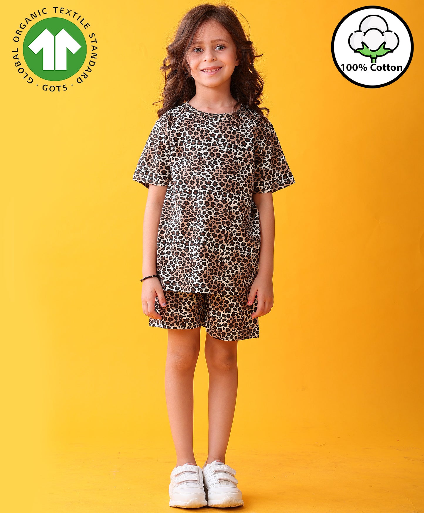 LEOPARD PLAYTIME GIRLS T-SHIRT SHORT SET - BLACK