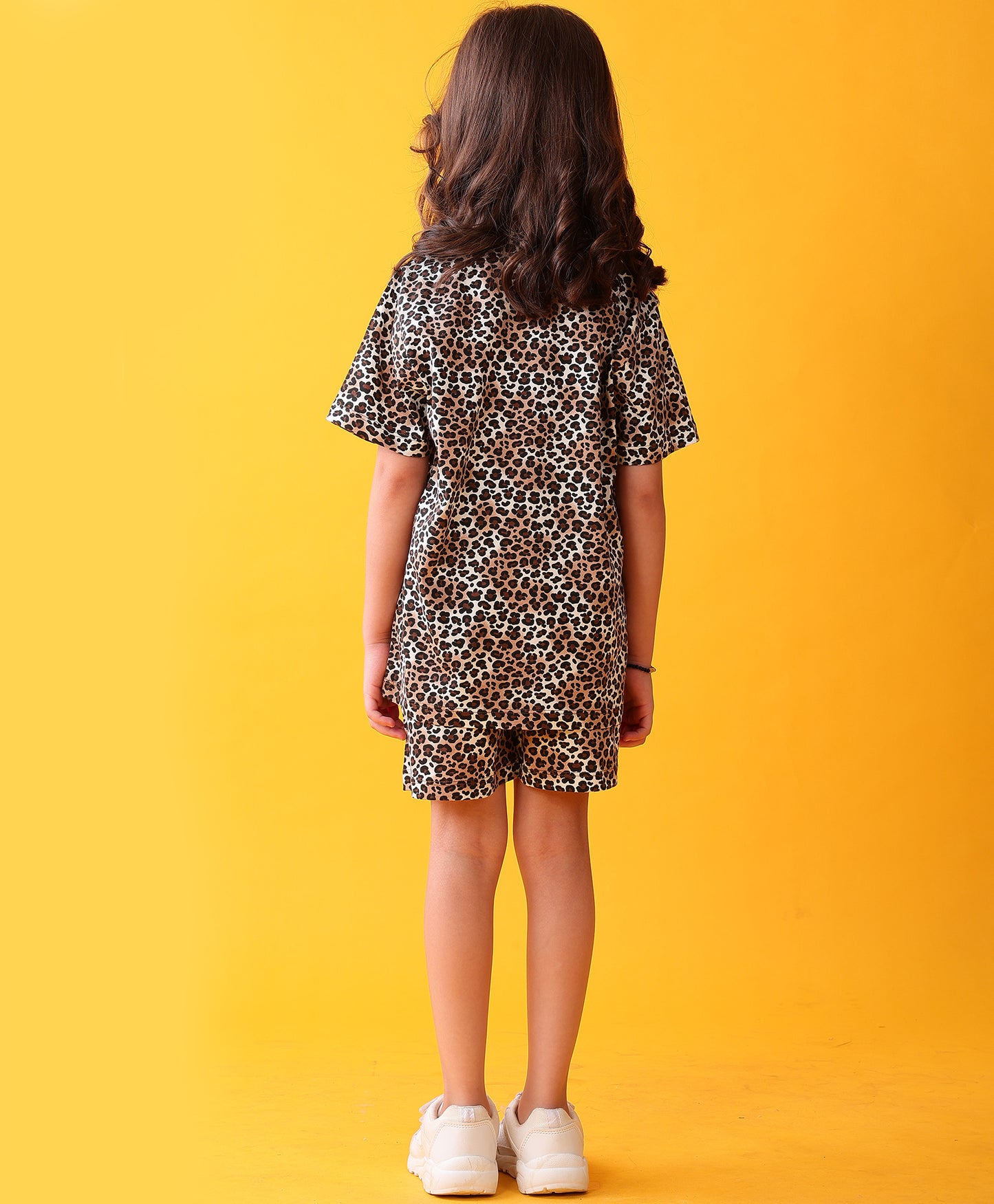 LEOPARD PLAYTIME GIRLS T-SHIRT SHORT SET - BLACK
