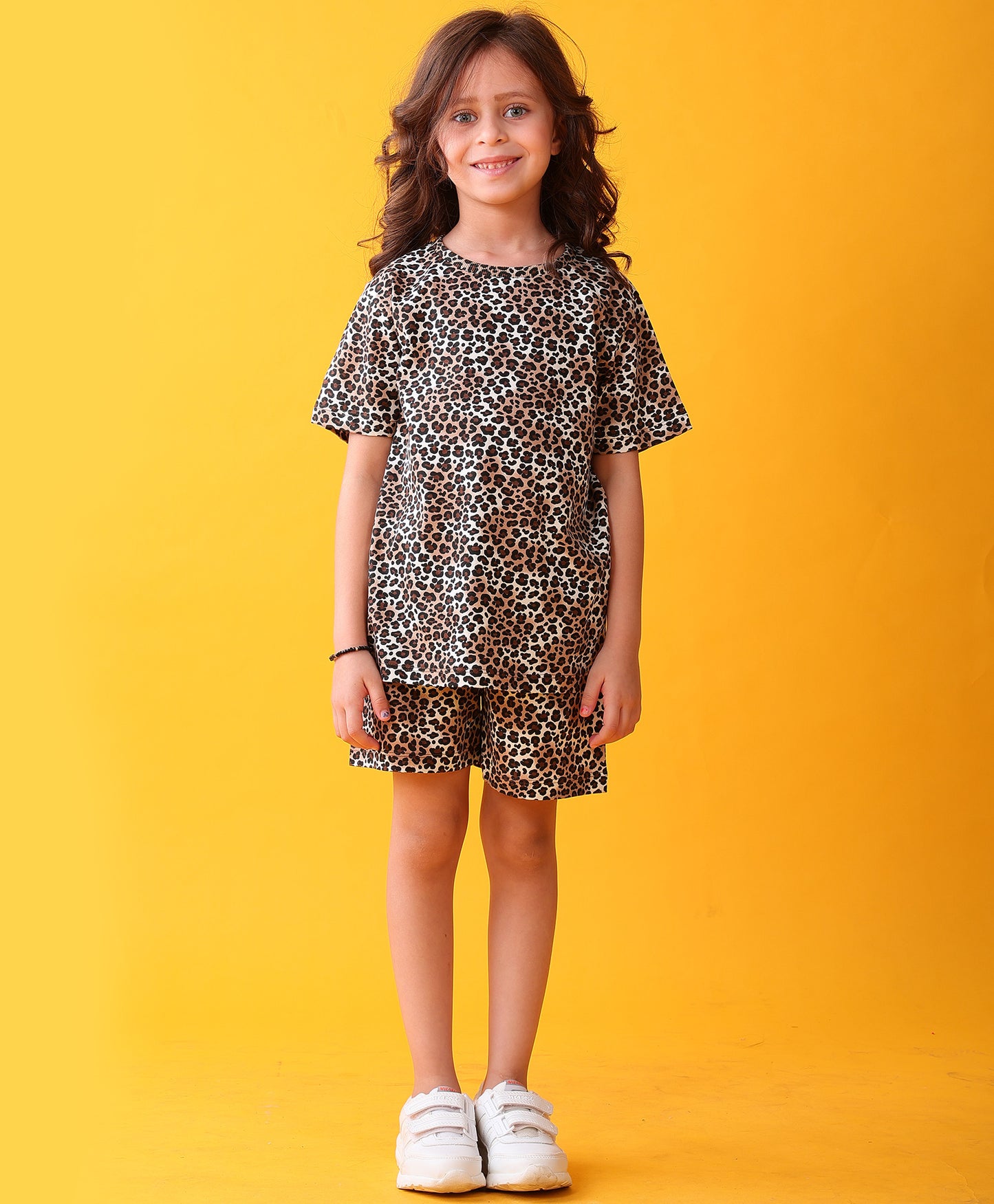 LEOPARD PLAYTIME GIRLS T-SHIRT SHORT SET - BLACK