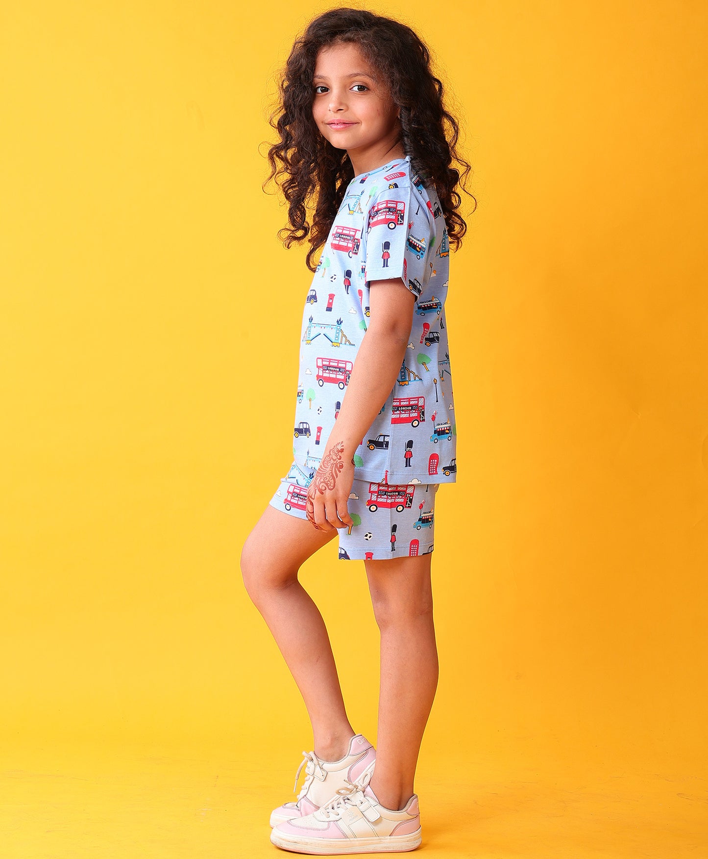 LONDON PLAYTIME GIRLS T-SHIRT SHORT SET - SKY