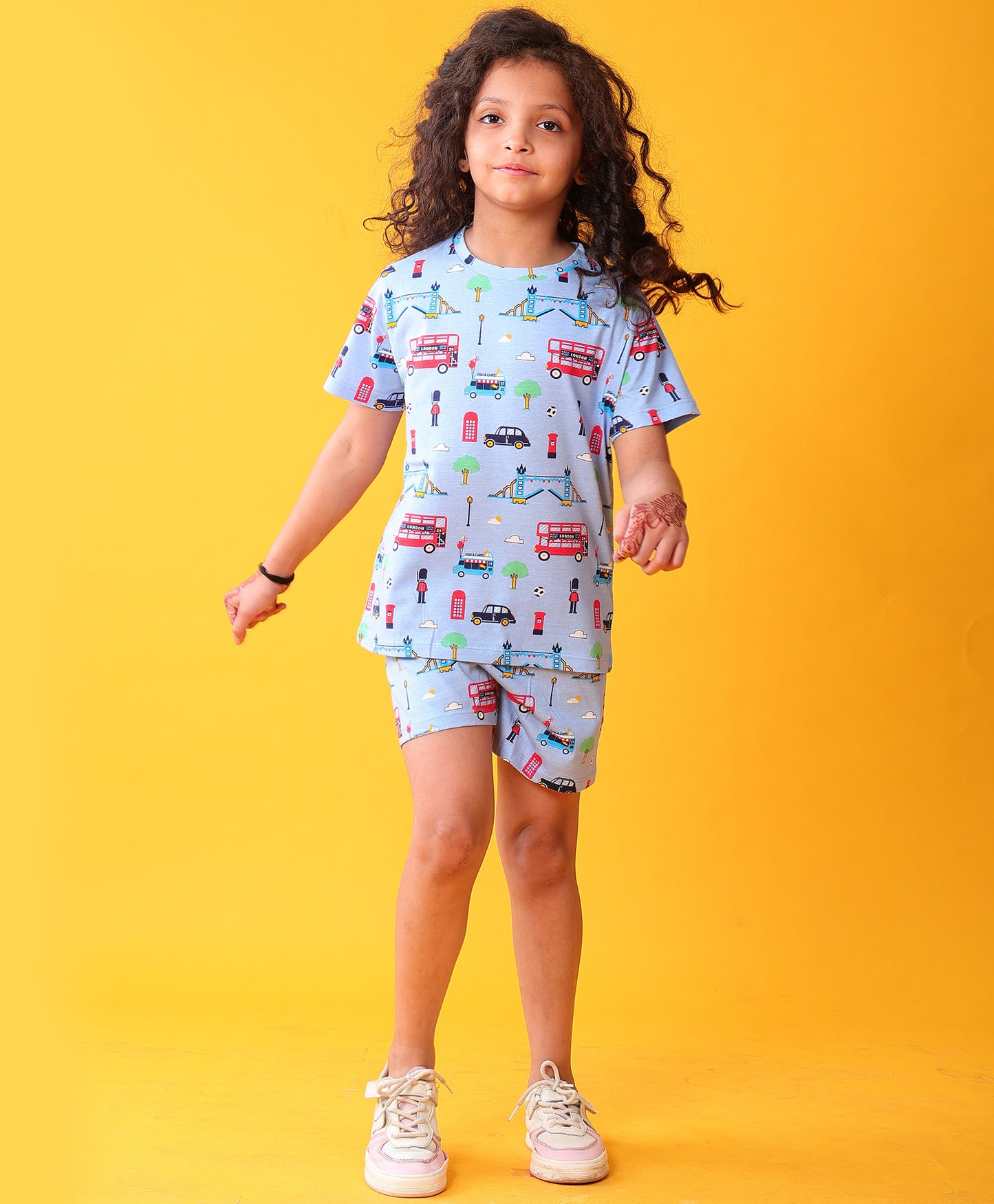 LONDON PLAYTIME GIRLS T-SHIRT SHORT SET - SKY