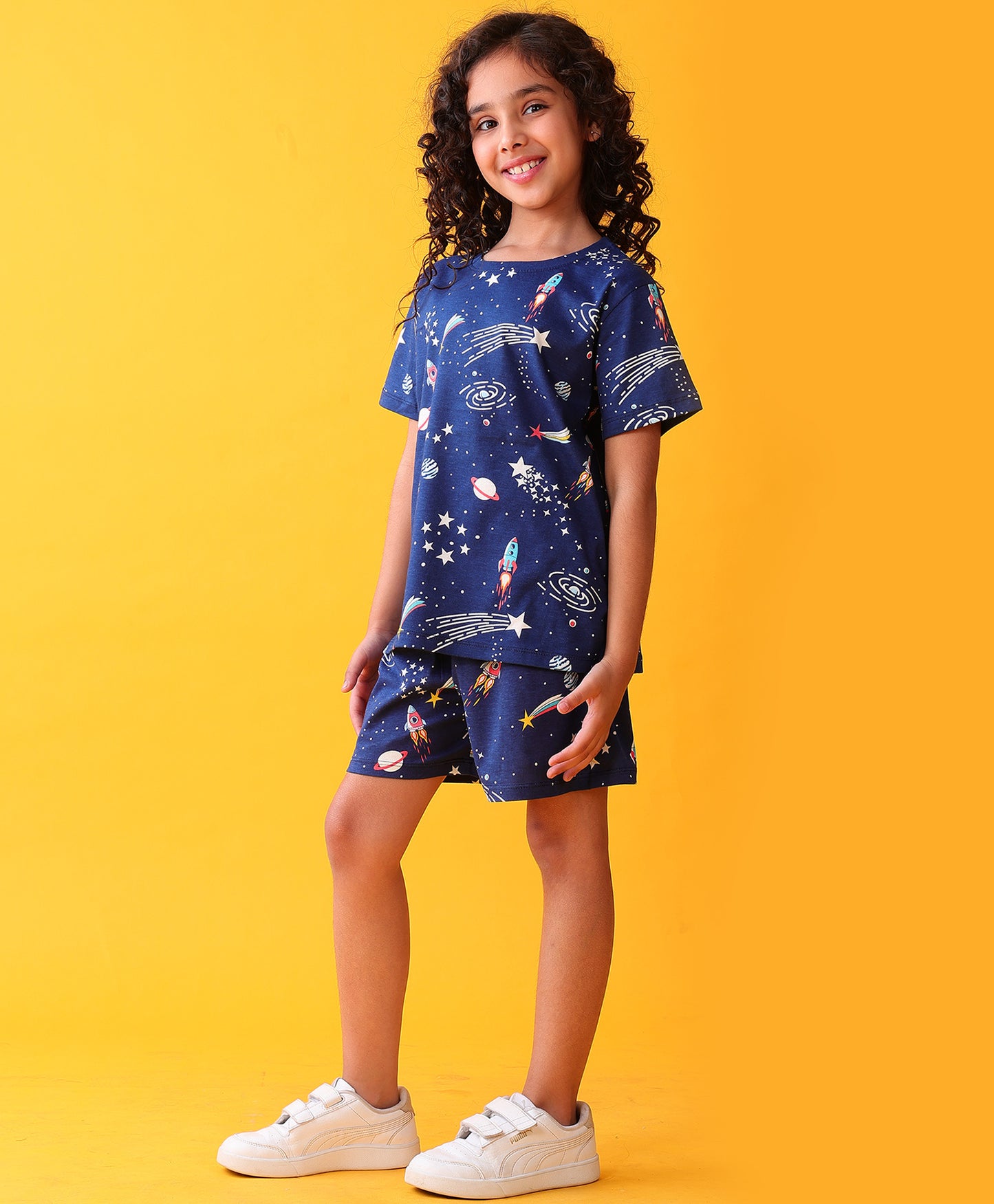 SOLAR SYSTEM PLAYTIME GIRLS T-SHIRT SHORT SET - NAVY